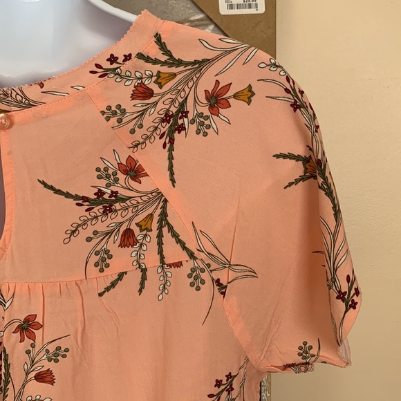 Peach Floral Print Blouse M NEW! - Picture 7 of 10